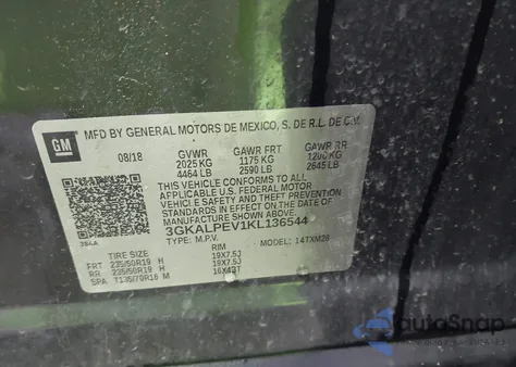 2019 GMC Terrain Slt из США, поврежденный, VIN 3GKALPEV1KL136544